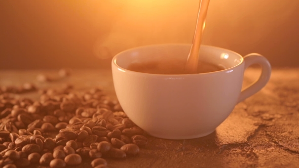 Cup Of Hot Beverage With Steam. alt