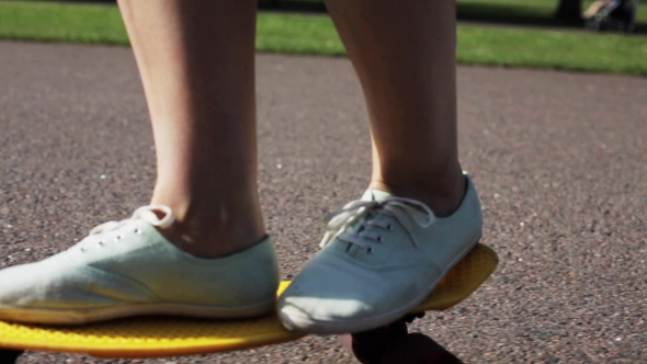 Teenage Girl Feet Riding Short Modern Skateboard, Stock Footage | VideoHive