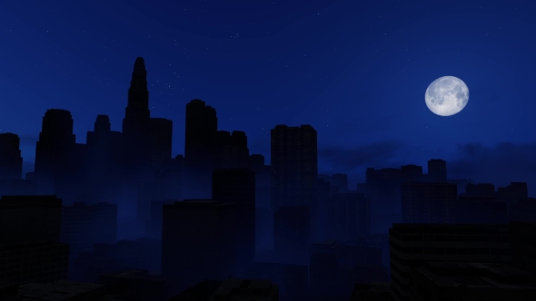 City At Night In The Fog