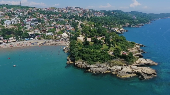 Aerial Shot Of Shore Sea