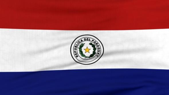 National Flag Of Paraguay Flying On The Wind