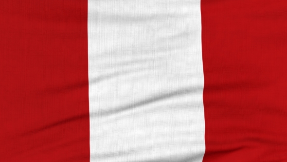 National Flag Of Peru Flying On The Wind