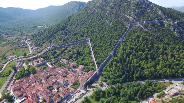 Aerial View Of Salt Producing Town Of Ston alt