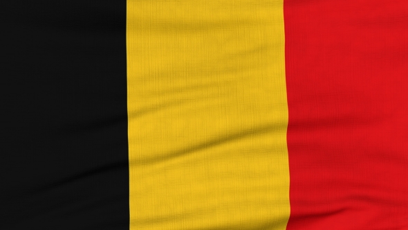 National Flag Of Belgium Flying On The Wind