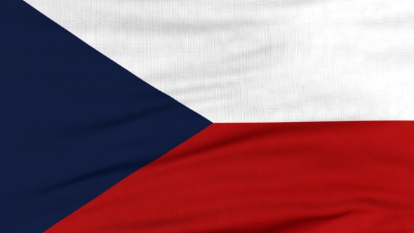 National Flag Of Czechia Flying On The Wind