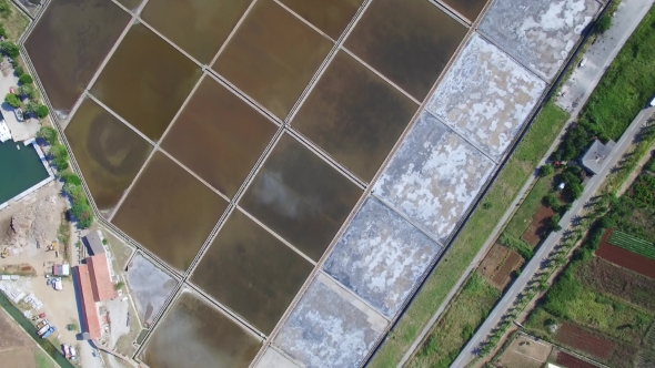 Aerial View Of Salt Fields Near Town Of Ston alt