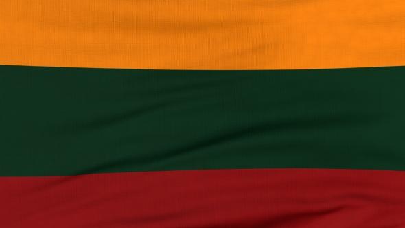 National Flag Of Lithuania Flying On The Wind