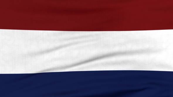 National Flag Of Holland Flying On The Wind