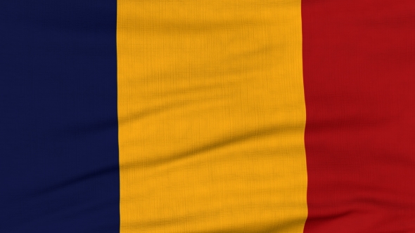 National Flag Of Romania Flying On The Wind