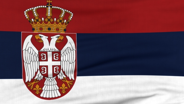 National Flag Of Serbia Flying On The Wind