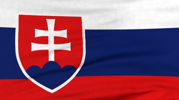 National Flag Of Slovakia Flying On The Wind