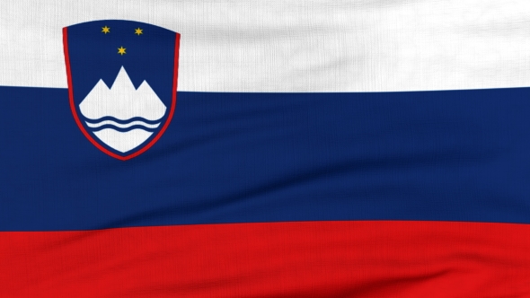 National Flag Of Slovenia Flying On The Wind