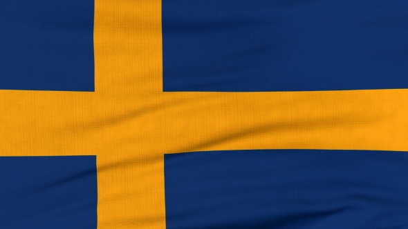 National Flag Of Sweden Flying On The Wind