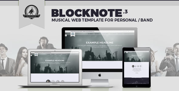 Blocknote - Responsive Website for Band/Musician - Music and Bands Entertainment