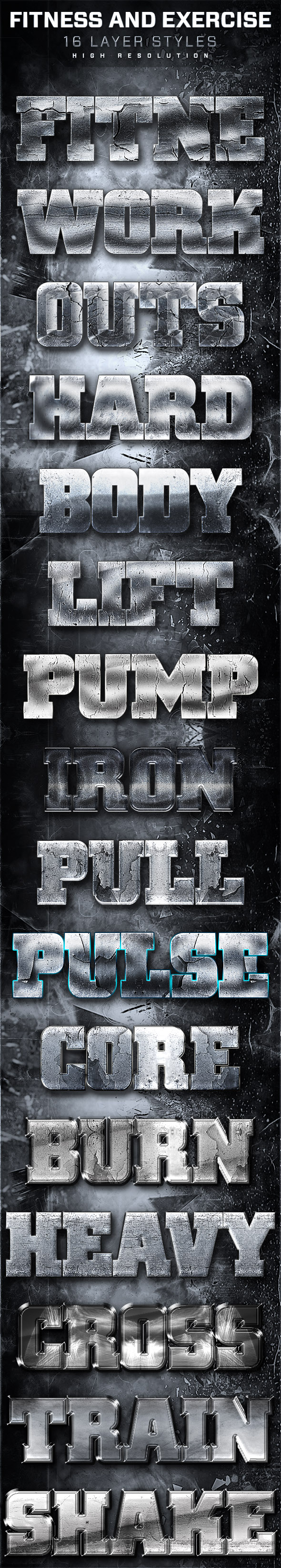 16 Fitness And Exercise Layer Styles 2 - Text Effects Styles