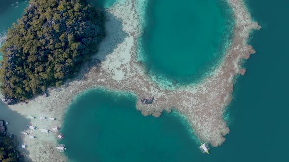 Aerial View of the Twin Lagoon in Coron Island, Palawan, Philippines alt
