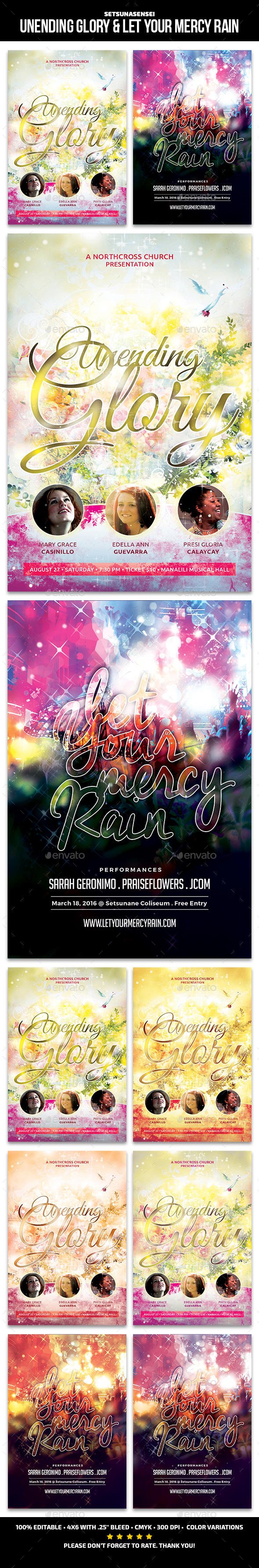 Unending Glory and Let Your Mercy Rain Church Flyers - Commerce Flyers