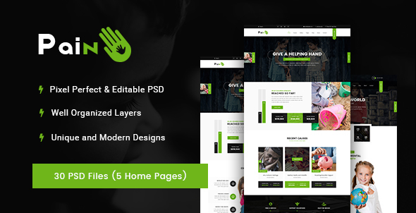 Pain - Charity & Fundraise Non-profit PSD Template - Nonprofit PSD Templates