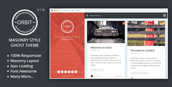 Orbit - Masonry Style Responsive Ghost Theme - Ghost Themes Blogging