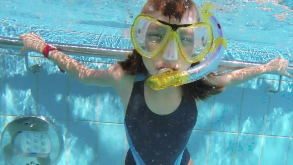 Underwater Girl In Aquapark