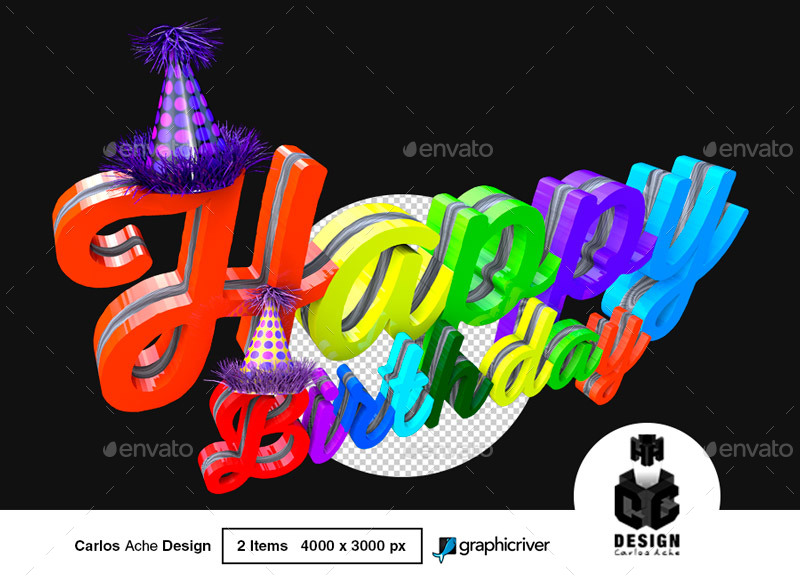 Happy Birthday 3D Render, Graphics | GraphicRiver