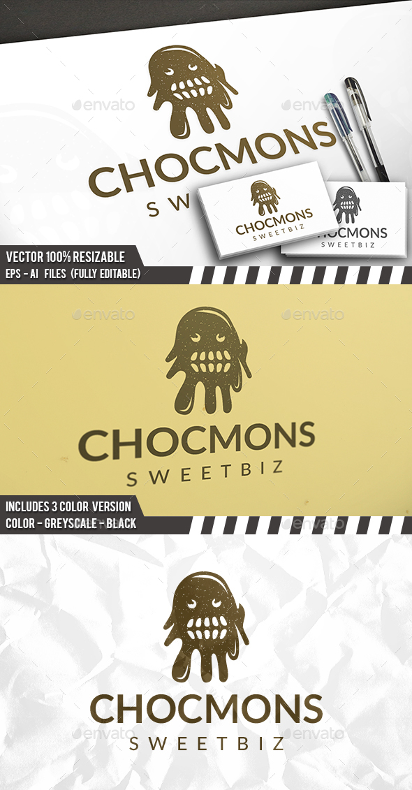 chocolate monster logo by bosstwinsart graphicriver