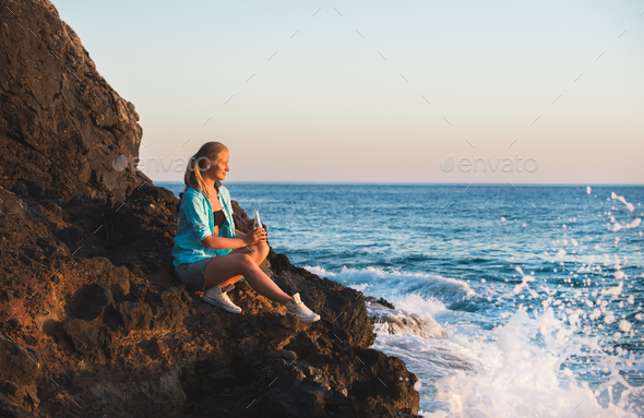 Young blond woman tourist - Stock Photo - Images