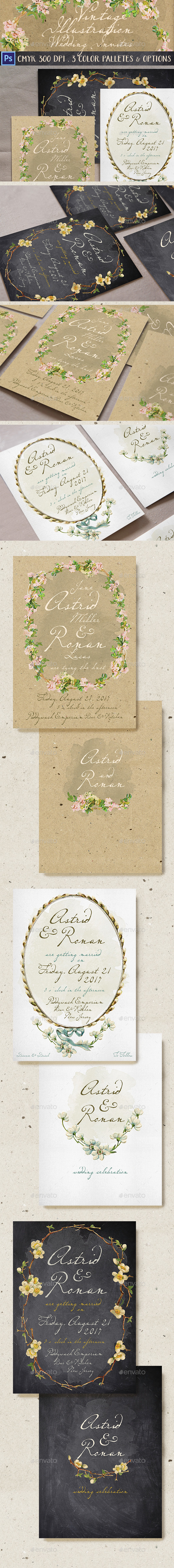 Vintage Illustration Wedding Invitation