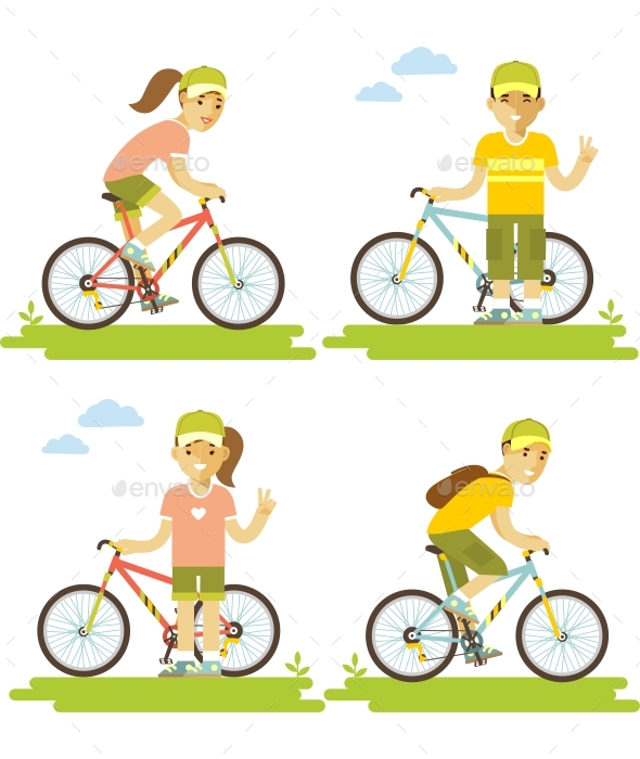 Bike and People Set - Sports/Activity Conceptual
