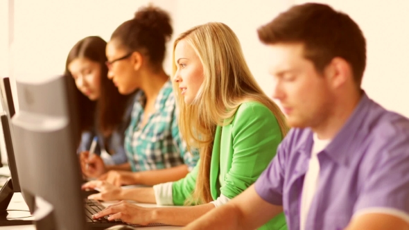 Students Making Computer Test At Informatics alt