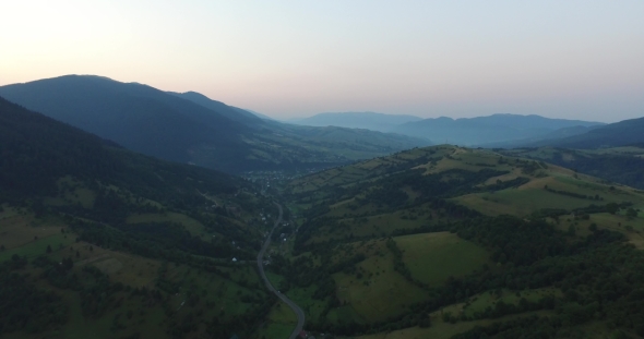 Aerial View Flight Over The Mountains alt