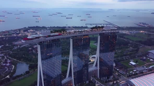 Marina Bay and Garden By the Bay Aerial View in Singapore alt