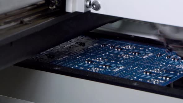 PCB Processing on CNC Machine, Production of Electronic Components at High-tech Factory