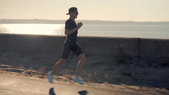 Runner Fitness Jog Cardio Workout Training Before Running Marathon.Triathlon Running Hard Exercising alt