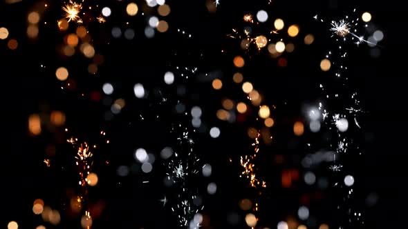 Super Slow Motion Shot of Fireworks Isolated on Black Baclground at 1000Fps. alt