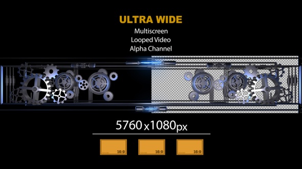 UltraWide HD Gears Frame With Alpha Channel 03