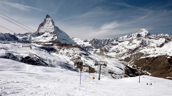 Beautiful Footage of the Famous Zermatt Ski Resort with the Iconic Matterhorn Peak alt