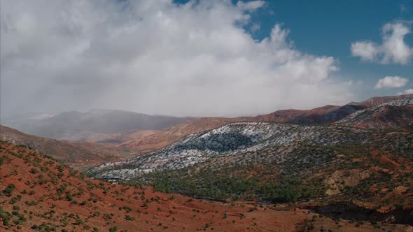 Panorama of Moroccan Landscapes with High Mountains and Trees
