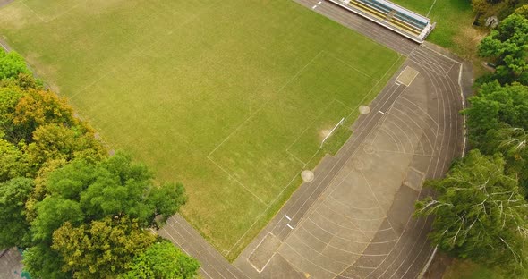 Panoramic Aerial drone view of small town