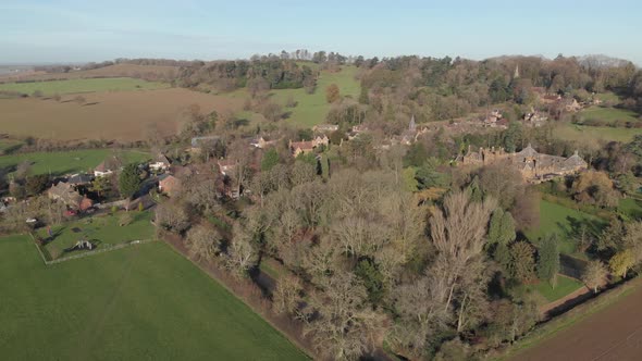 Avon Dassett Village Warwickshire Aerial Winter Landscape D Log