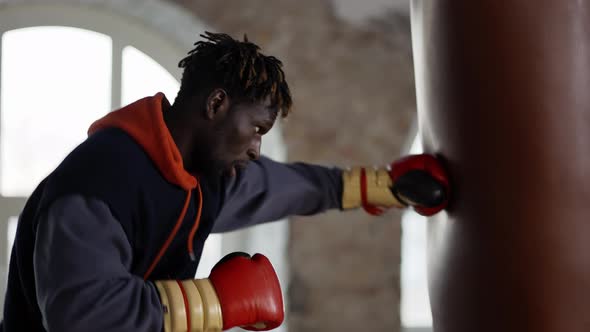 Male Boxer Training at Boxing Studio in Gloves alt