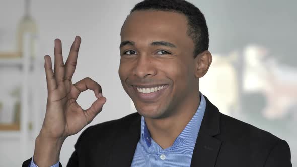 Okay Sign By Satisfied Casual AfroAmerican Businessman alt