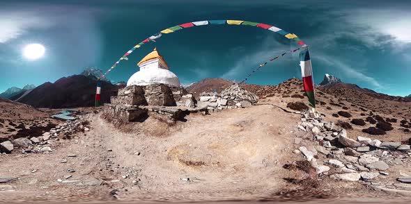 VR of Dingboche and Pheriche Village in Nepal, Basic Point of Everest Base Camp Track. EBC