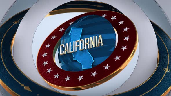 California States of America State Map with Flag 4K