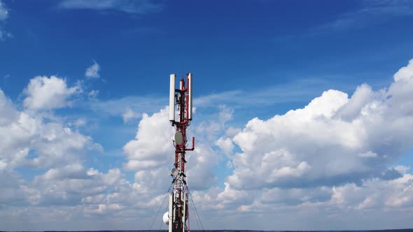 Aerial view of the two telecommunications towers. alt