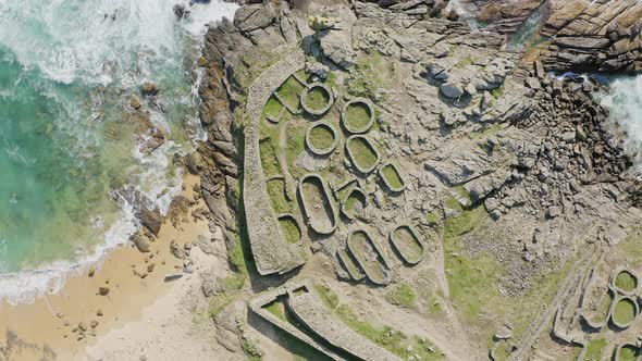Castro De Barona Ancient Ruins of the Iron Age Buildings in Galicia Spain