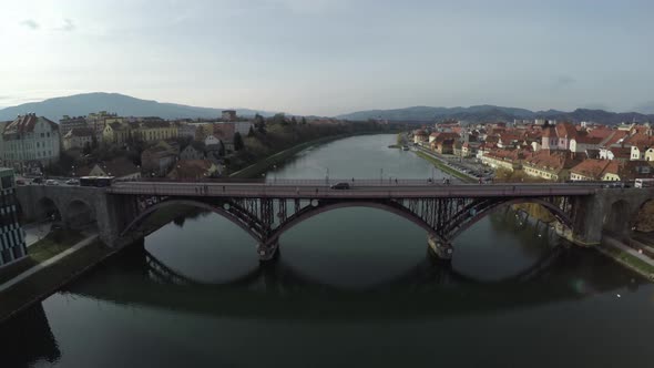 Aerial view of the Old Bridge in Maribor alt