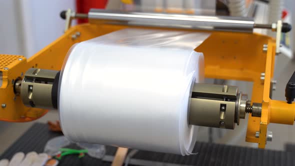 Production of Polyethylene Film From Beginning To End. Finished Product. alt