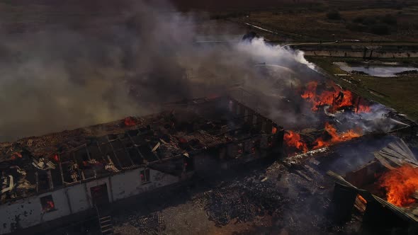 Fire in monastery, friary, 12.04.20, Ukraine, Lypki, Rivne region. Firefighters at work
