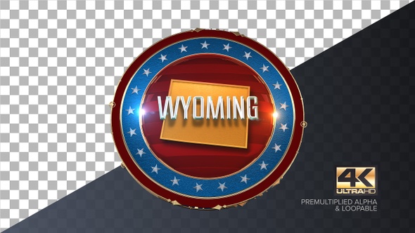Wyoming United States of America State Map with Flag 4K